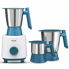 Philips 500 W Mixer Grinder (3 Jars | White/Blue) - HL7535/00 - Liquidation