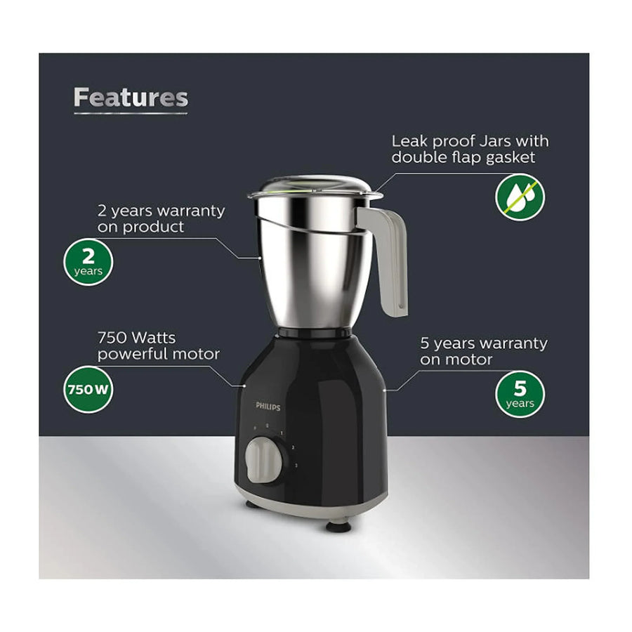 Philips Domestic 750 W Turbo Motor Mixer Grinder With 4 Jars Hl7759 00