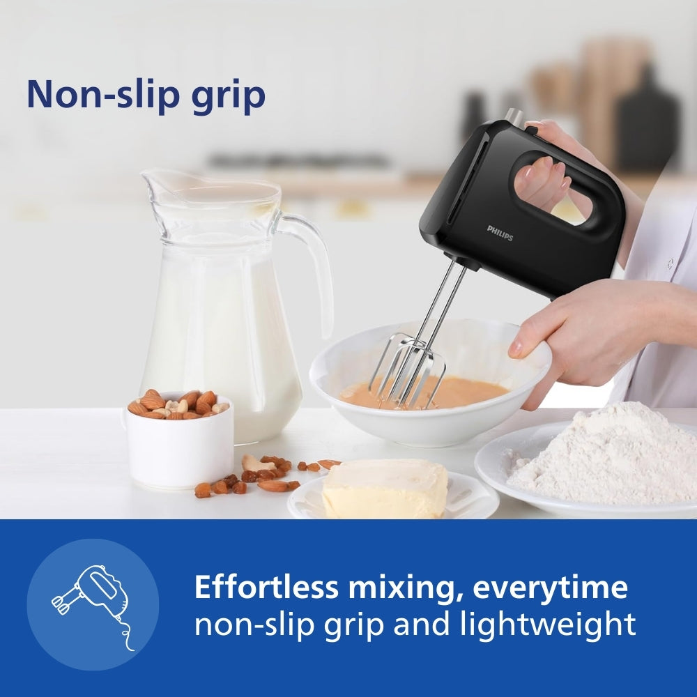 Philips Daily Hand Mixer 300W 5 Speed Black Hr3705 10