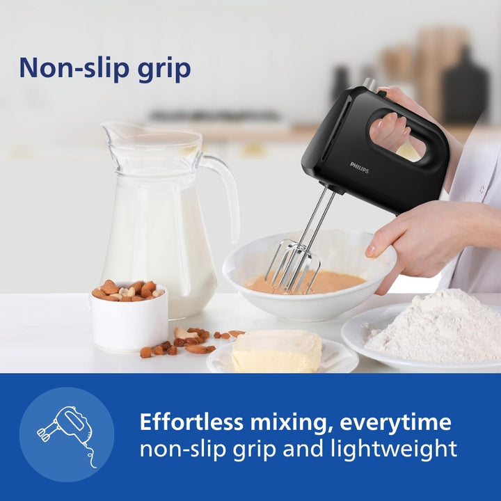 Philips Daily Hand Mixer 300W 5 Speed Black Hr3705 10