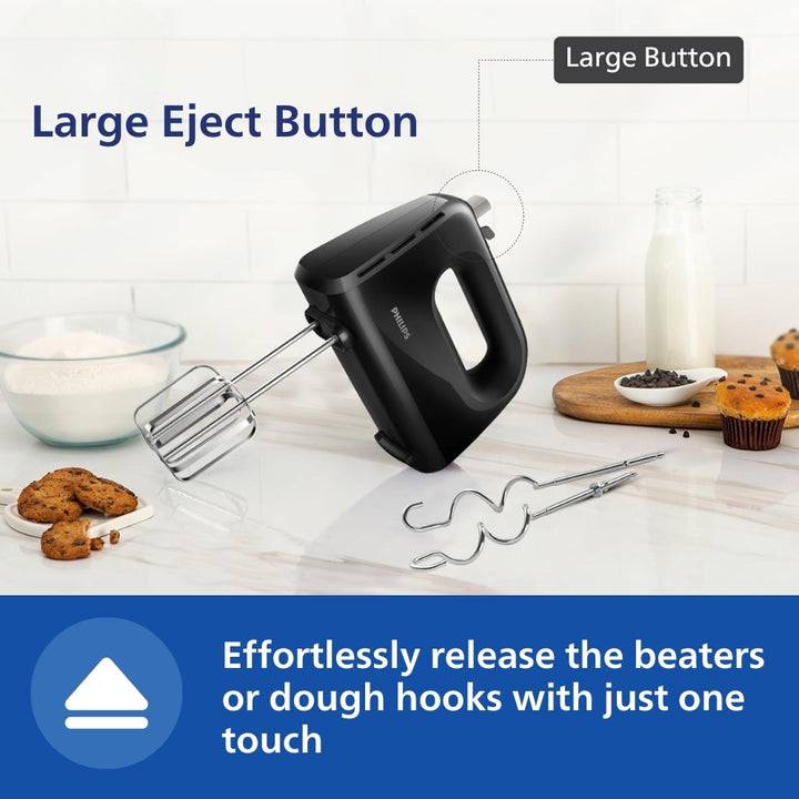 Philips Daily Hand Mixer 300W 5 Speed Black Hr3705 10
