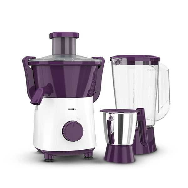 Philips Juicer Mixer Grinder HL7567/01 500 Watt with 2 Jars- 1 Blend & Carry Jar & 1 SS Multipurpose Jar (Aubergine/Purple) - HL7567/01 - Liquidation