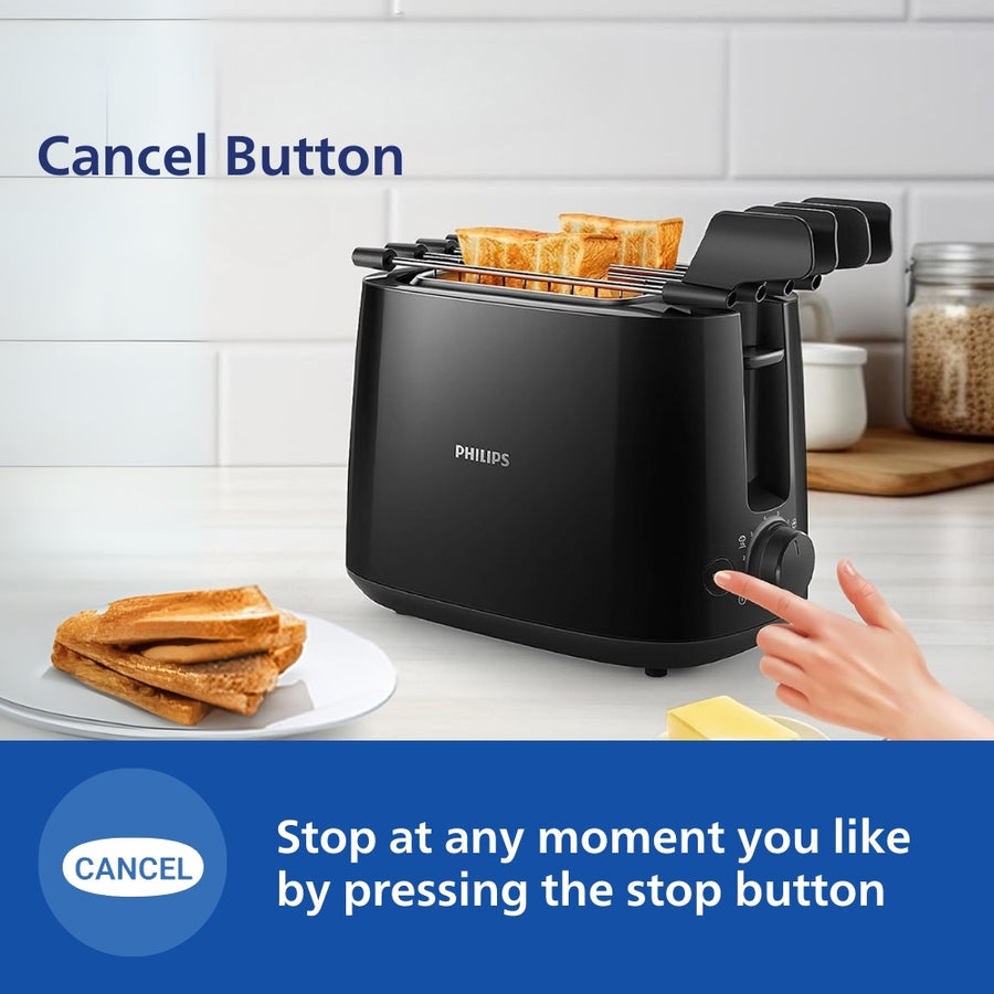 Philips 600 Watts 2 Slice Toaster With Integrated Bun Rack Black Hd2583 90