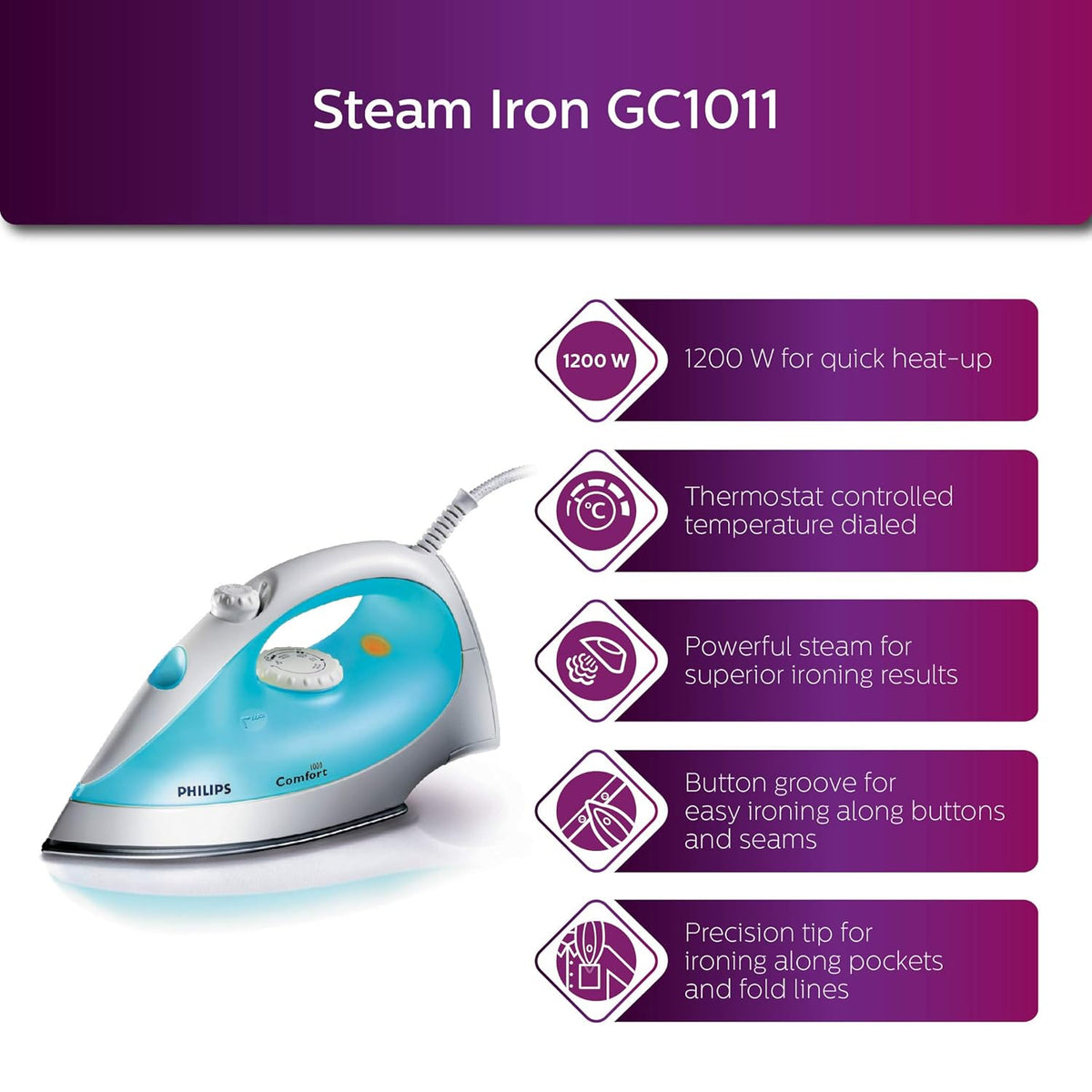 Philips Gc1011 01 1200 W Steam Iron