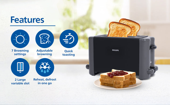 Shop Philips 800W Toaster with 8-Level Browning HD2512/00