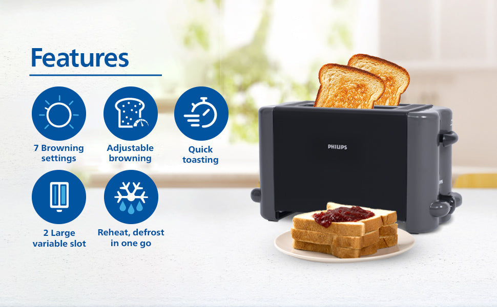 Philips Hd2512 00 800 W Pop Up Toaster With 8 Level Browning