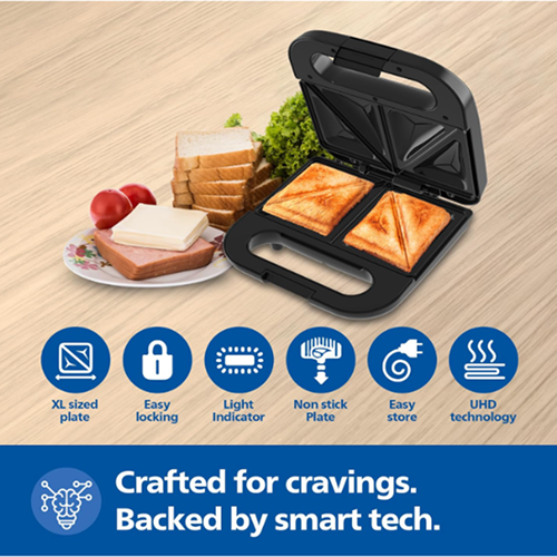 Philips Hd3000 80 4 Slice Sandwich Maker 800 W Uhd Plates
