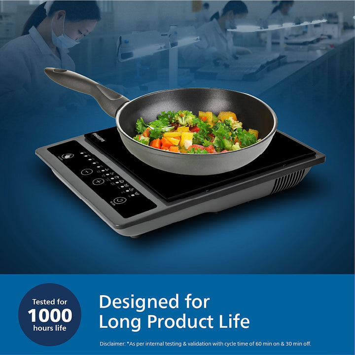 Philips Domestic 1300W Induction Cooktop With Triple Mov For 4Kw Surge Protection And Soft Touch Control Hd4934 00