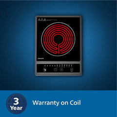 Philips Domestic 1300W Induction Cooktop With Triple Mov For 4Kw Surge Protection And Soft Touch Control Hd4934 00