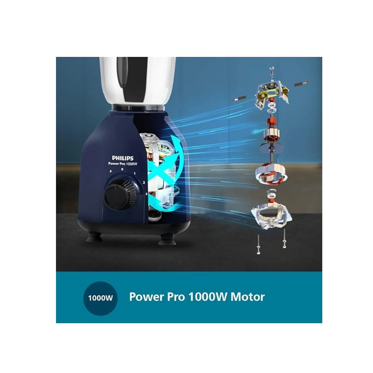 Philips 1000 Watt Mixer Grinder With Quick Cool Ventilation For Longer Motor Life And 4 Jars Hl7714 01