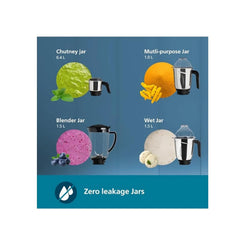 Philips 1000 Watt Mixer Grinder With Quick Cool Ventilation For Longer Motor Life And 4 Jars Hl7714 01
