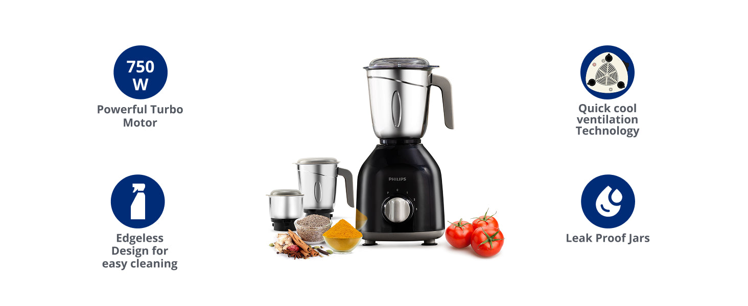 Philips 750W Turbo Motor 3-Jar Mixer Grinder - HL7756/01