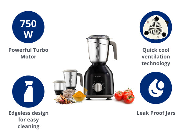 Philips 750W Turbo Motor 3-Jar Mixer Grinder - HL7756/01