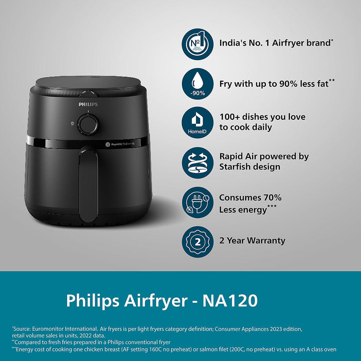 Philips Domestic 4 2 Litre Airfryer With Rapid Air Technology Na120 00