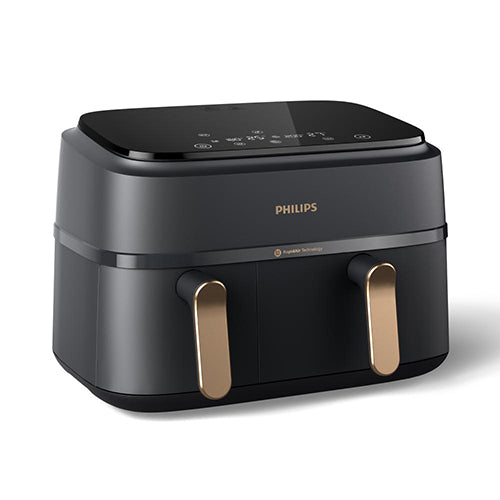 Philips Domestic 9L Airfryer With Dual Baskets For Full Tray Cooking 8 Preset Menus Na352 00