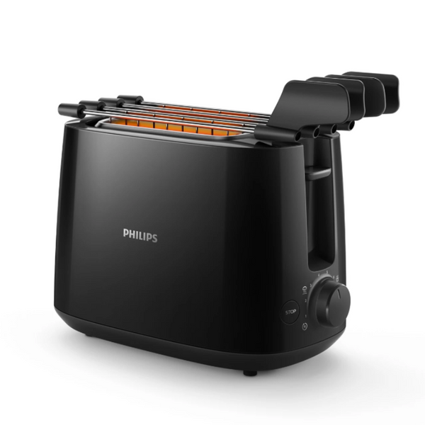 Refurbished Philips 600 Watts 2-Slice Toaster with Integrated Bun Rack Black - HD2583/90