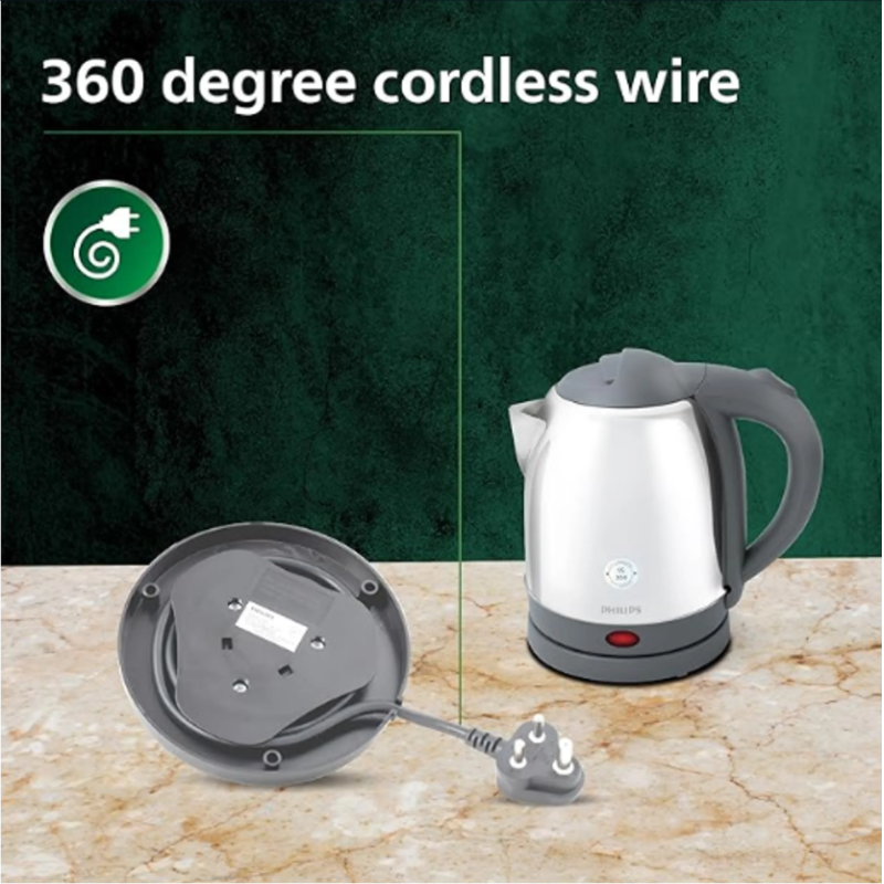 Refurbished Philips 1.2 L Kettle with 25% thicker body for longer life - HD9363/02