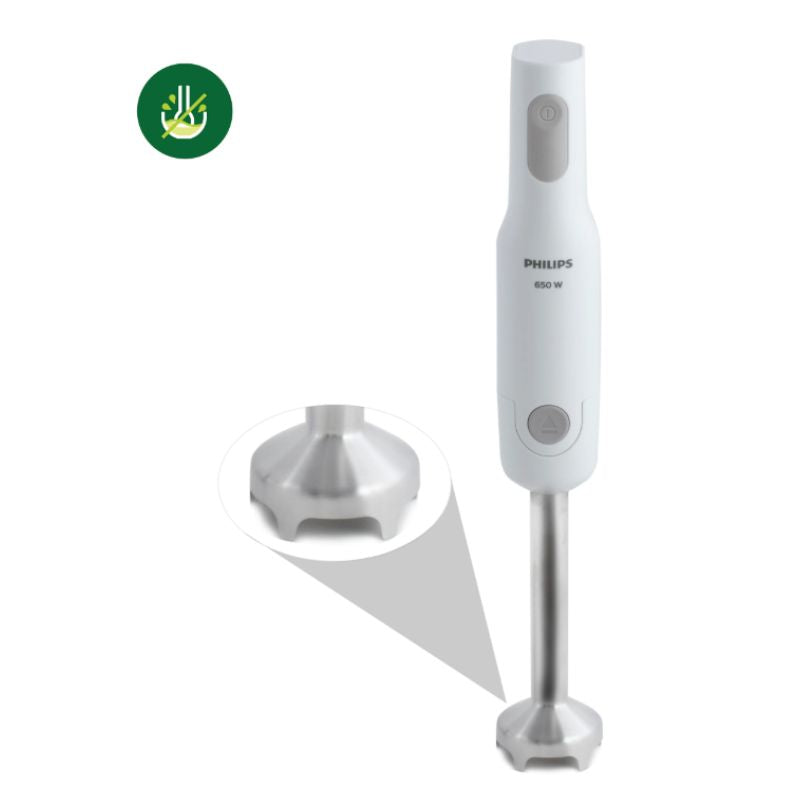 Refurbished???ÿPhilips 650W White Hand Blender with Detachable Steel Rod and Compact Chopper - HL1600/02