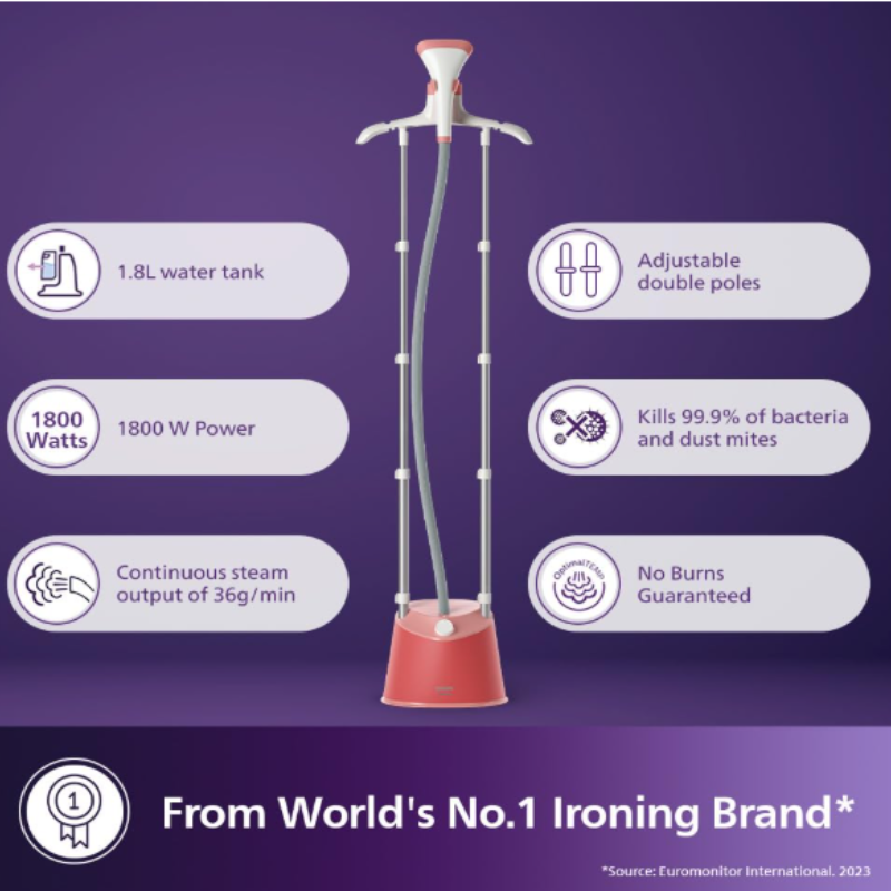 Philips Domestic 1800 Watts Standing Garment Steamer Ste1020 40