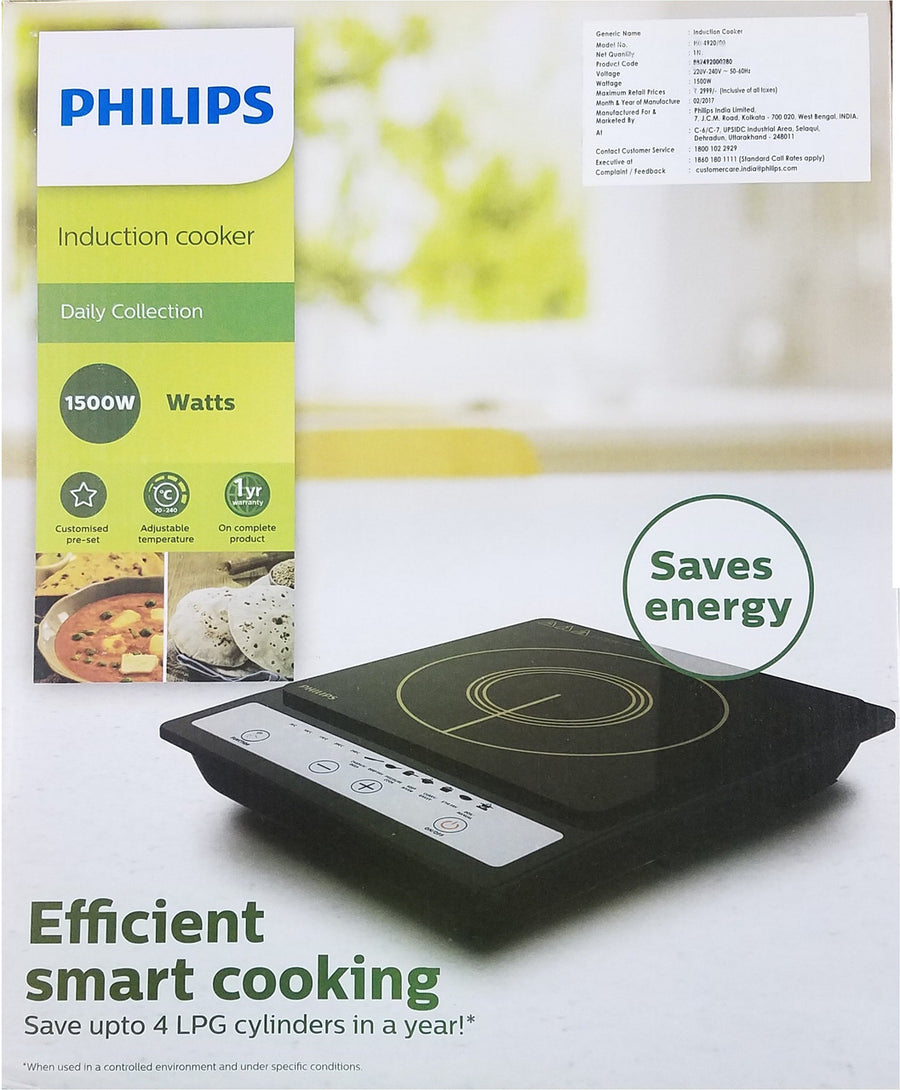 Refurbished PHILIPS 1500 W Induction Cooktop Push Button (Black, Daily Collection 1500-Watt) - HD4920/00-REF